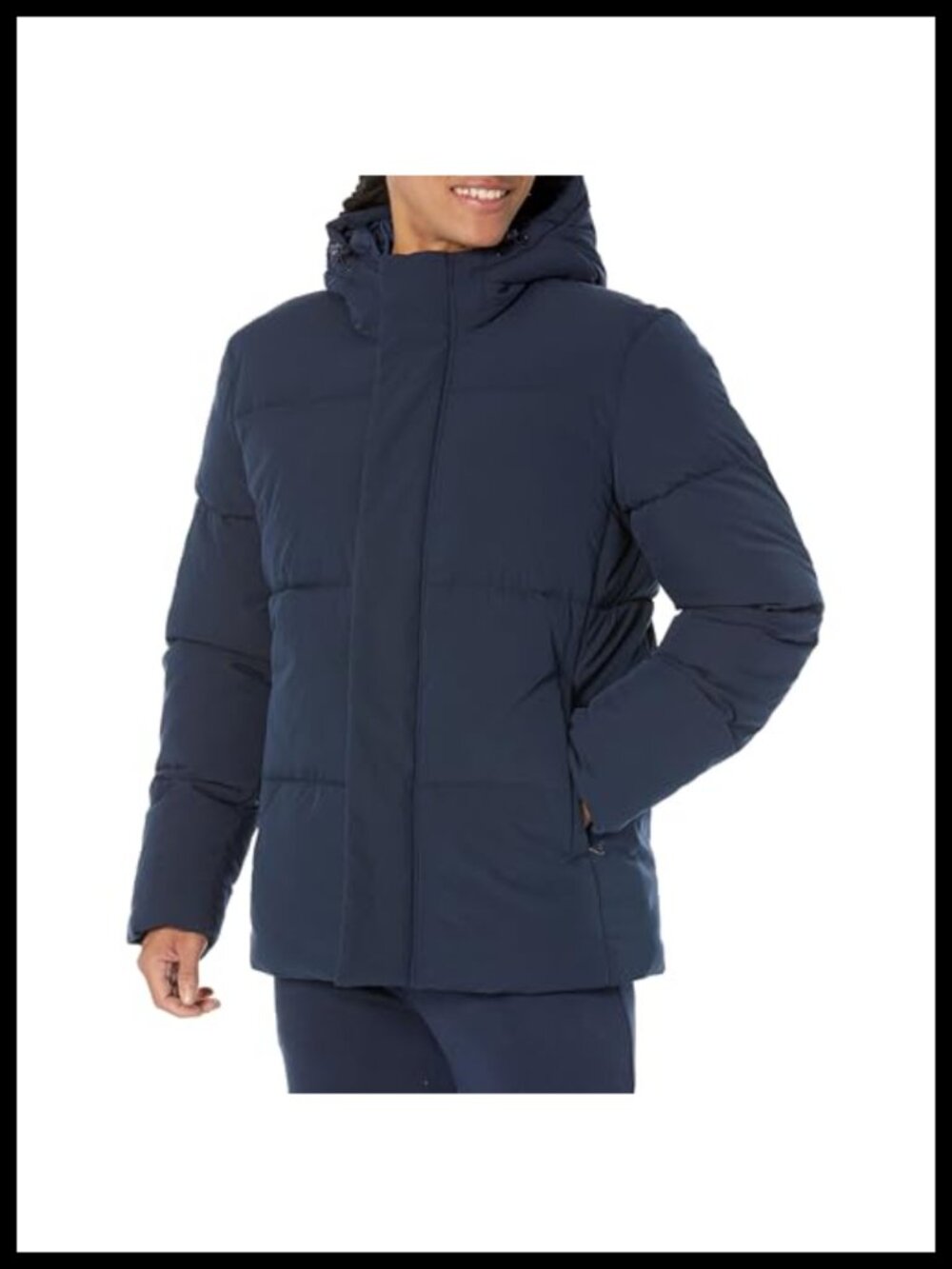 Men's Mid-Length Hooded Puffer Winter Jacket Water-Resistant Coat